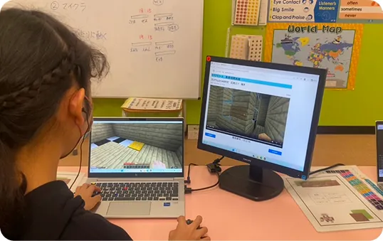 レッスンに参加している親子と講師